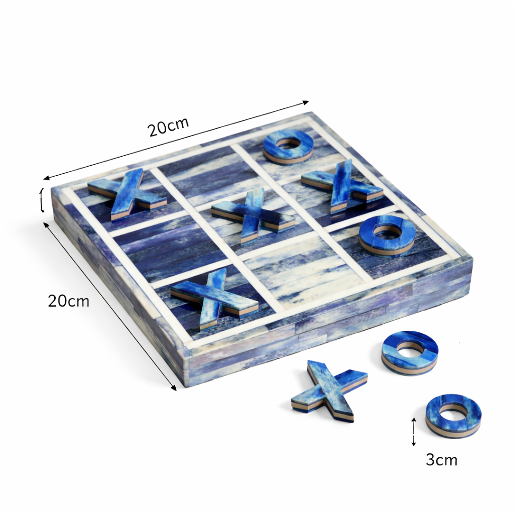 Bone Inlay Tic-Tac-Toe Game Set
