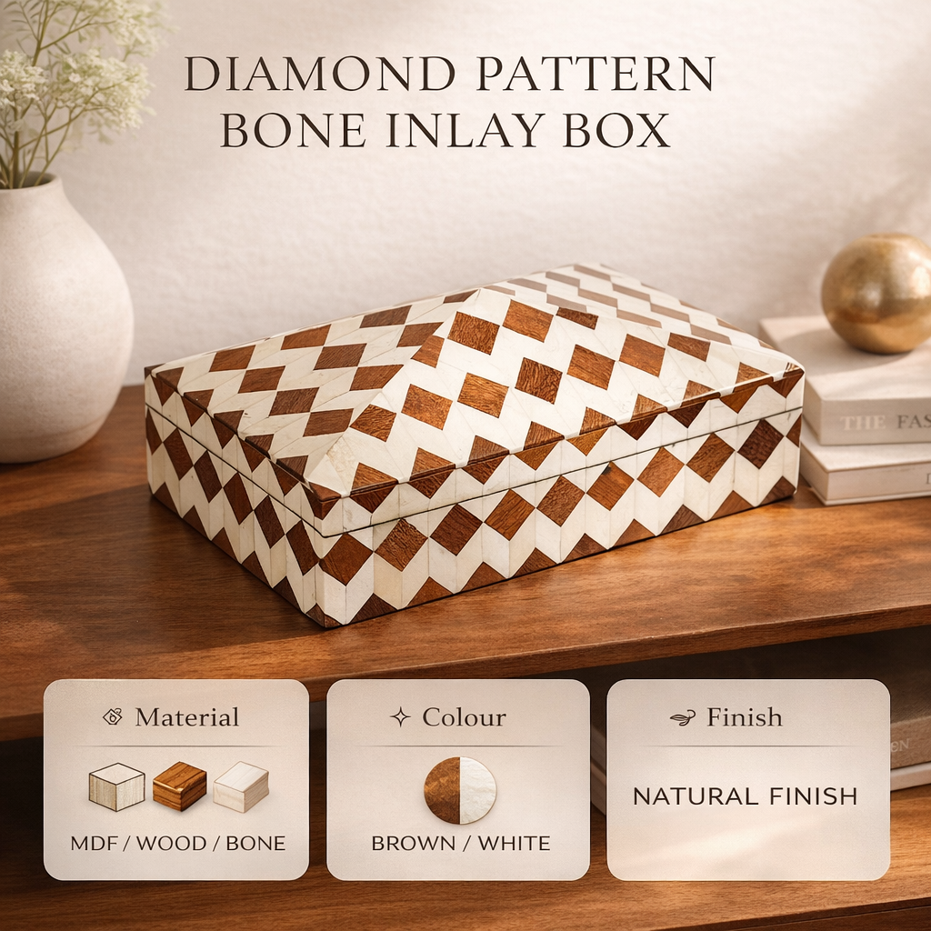 Diamond Pattern-Bone Inlay Decorative Box