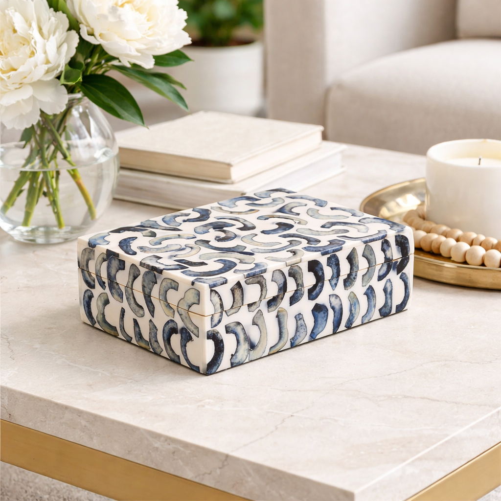 Abstract Pattern Bone Inlay Box