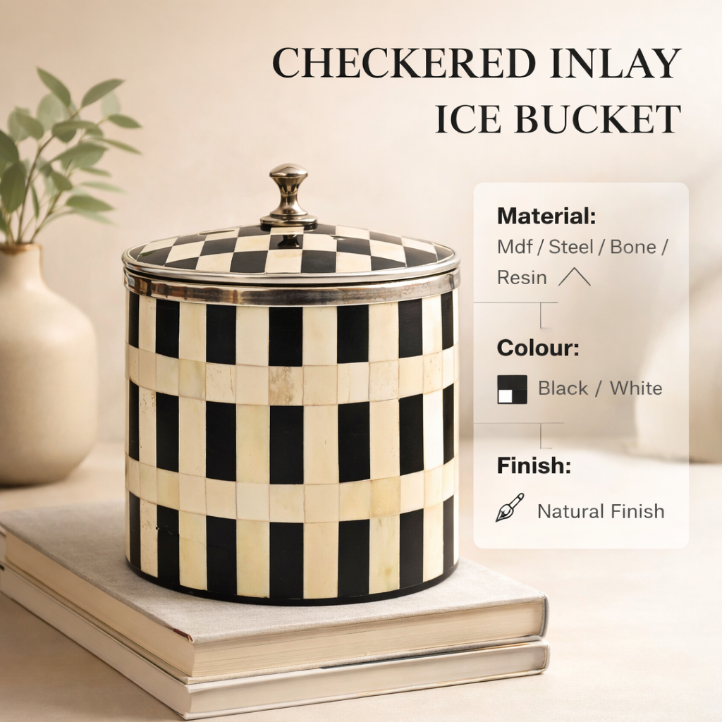 Seau à glace à incrustation à carreaux