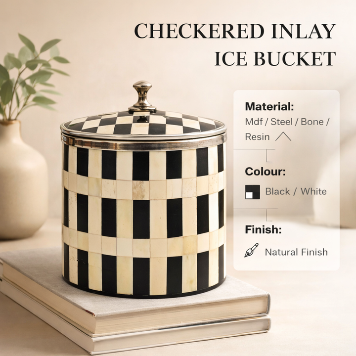 Seau à glace à incrustation à carreaux