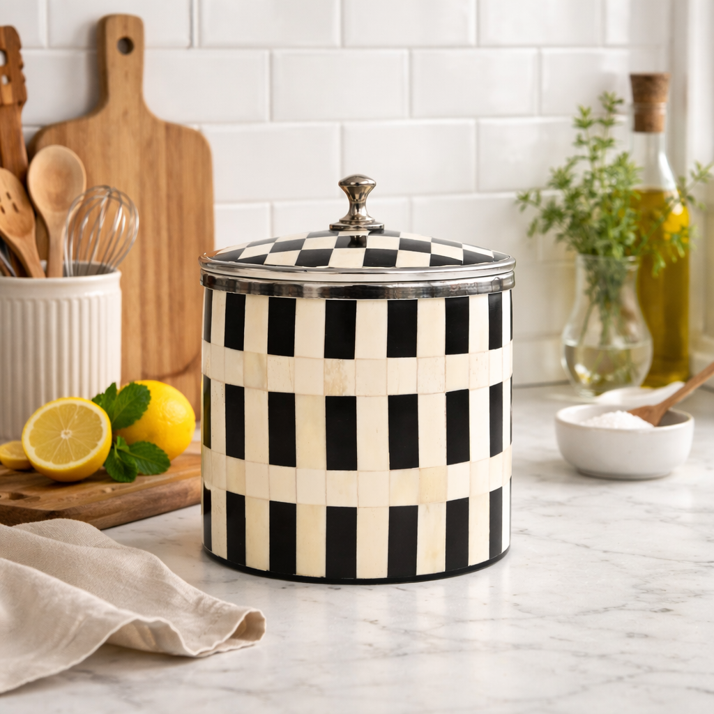 Seau à glace à incrustation à carreaux