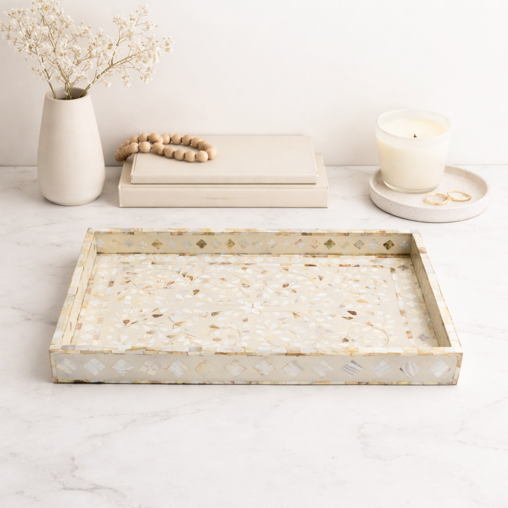 Floral Resin Decorative Tray
