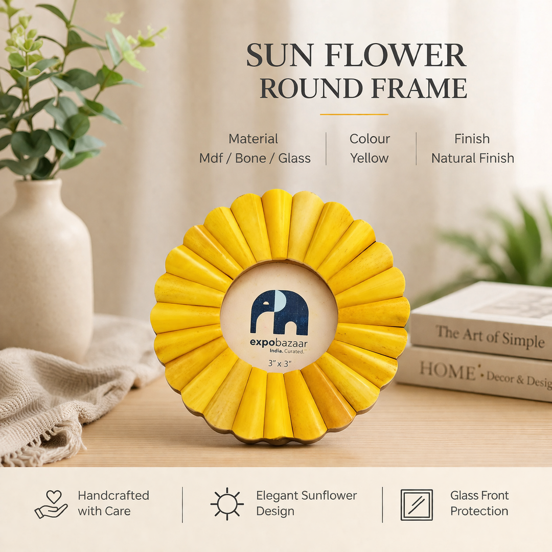 Round Sunflower Decorative Frame- Yellow