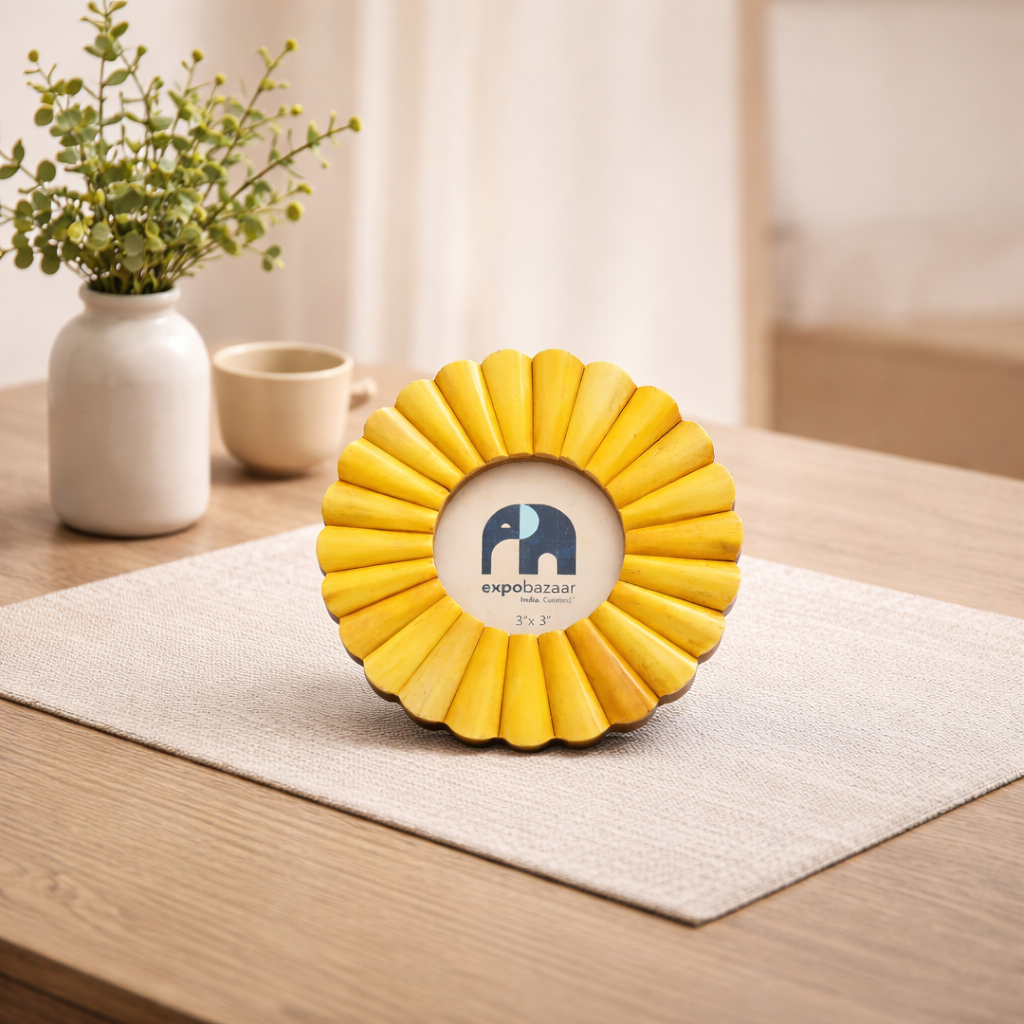 Round Sunflower Decorative Frame- Yellow