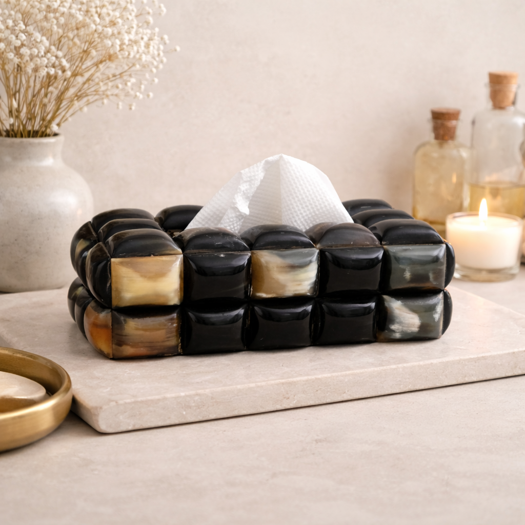 Bubble Pattern Bone Inlay Tissue Box