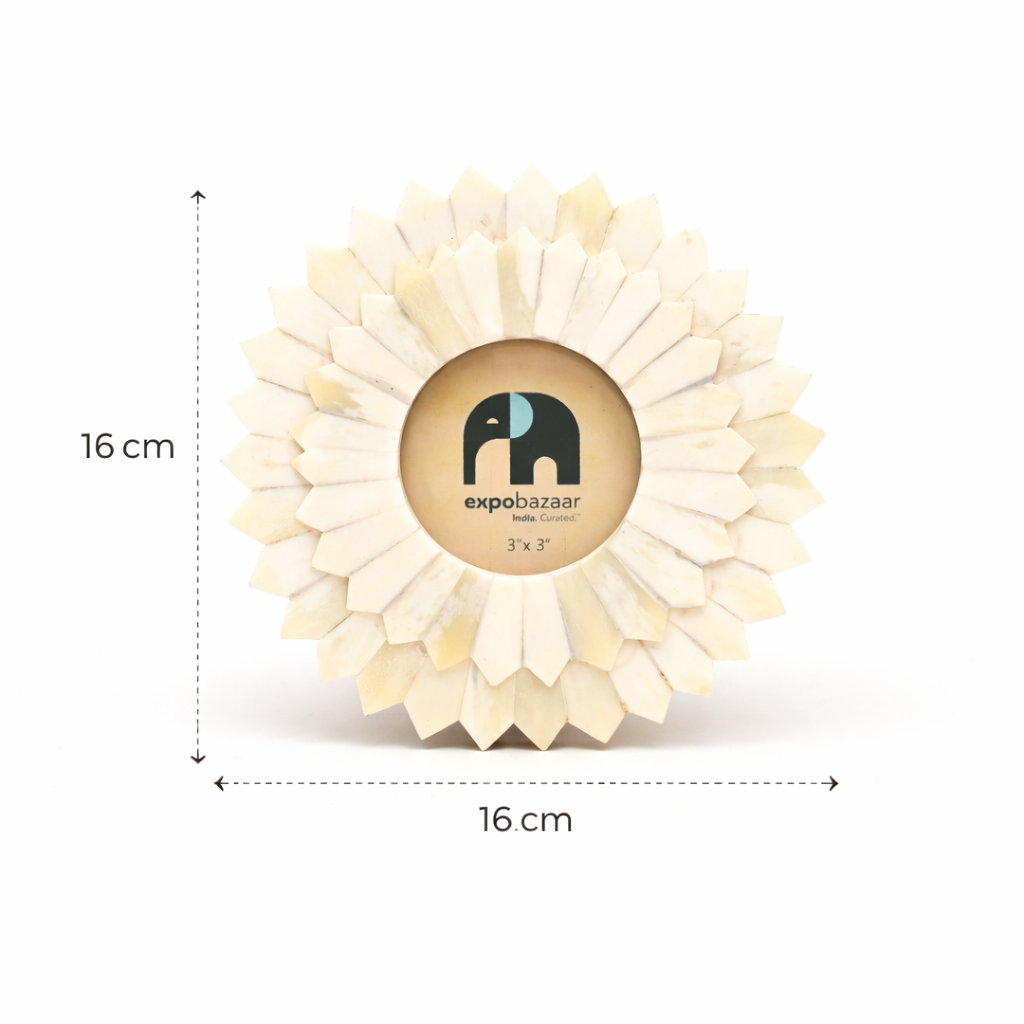 Sunflower Bone Inlay Photo Frame – 3x3 inches