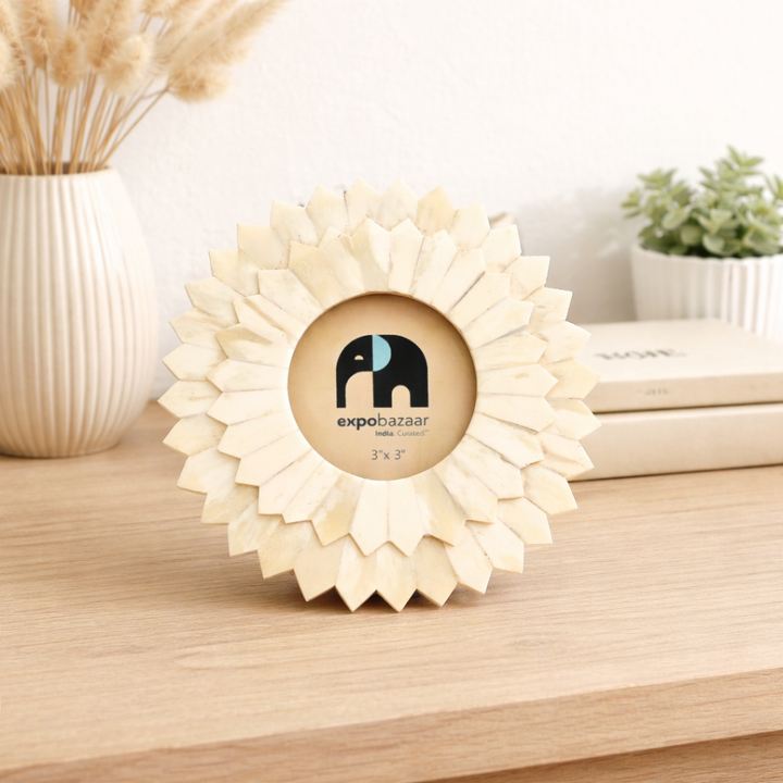 Sunflower Bone Inlay Photo Frame – 3x3 inches
