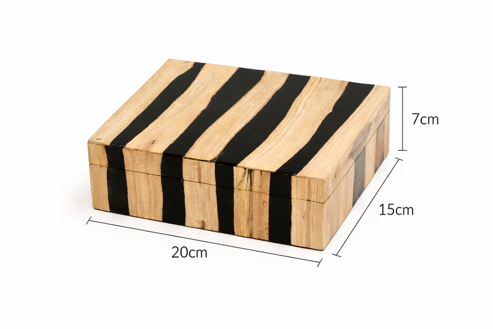 Black Striped Wooden Decorative Box