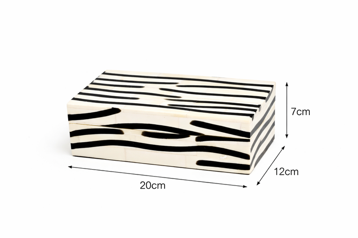 Zebra Pattern Bone Inlay Box – Set of 3