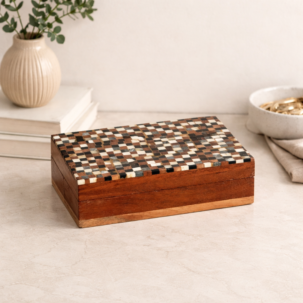 Wooden Mosaic Card Box
