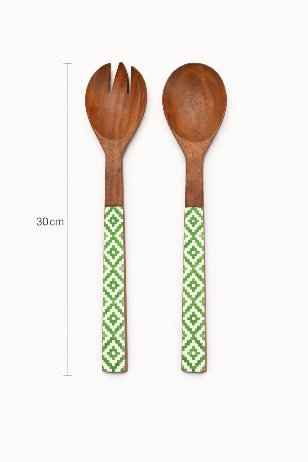 Serviteur à salade en bois avec impression papier