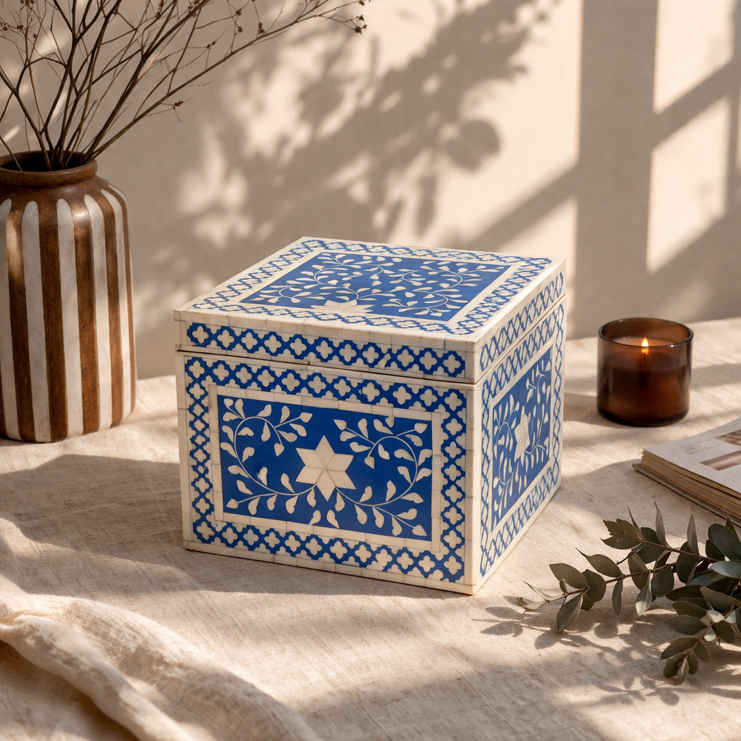 Floral Bone Inlay Chest Box