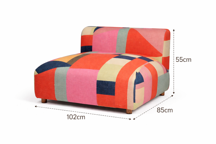 Geometric Cotton Floor Daybed with Backrest -Multicolor