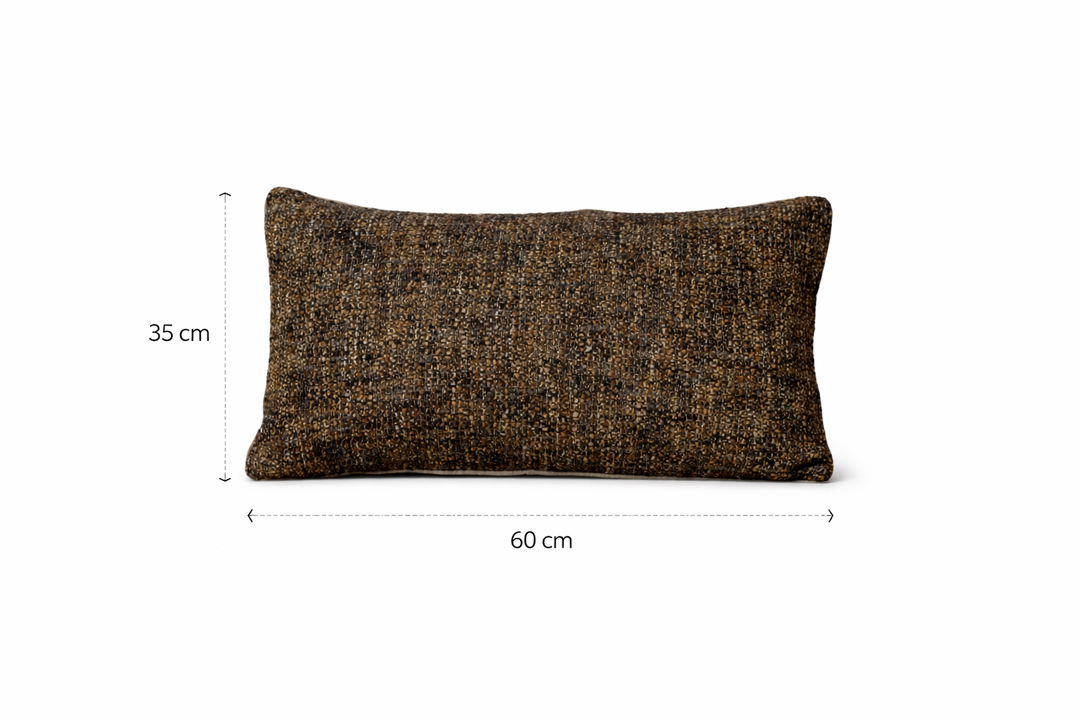 Black Textured Cotton Lumbar Cushion 35 x 60 cm