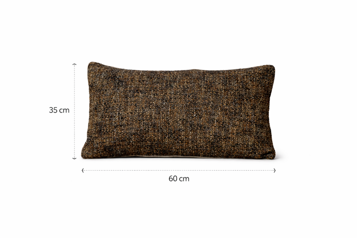 Black Textured Cotton Lumbar Cushion 35 x 60 cm