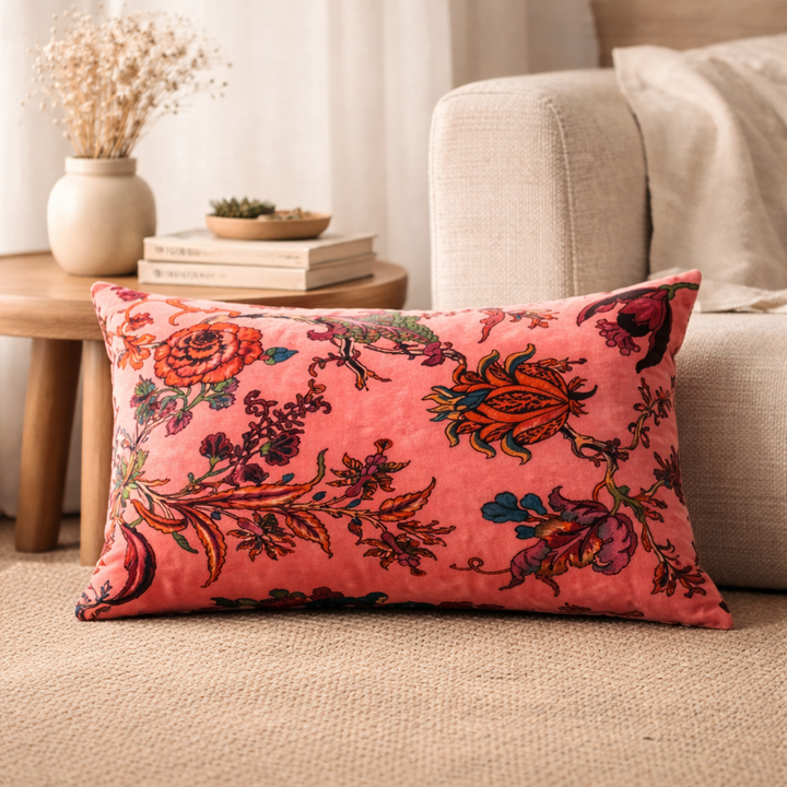 Velvet Eden Floral Cotton Cushion 35 x 60 cm