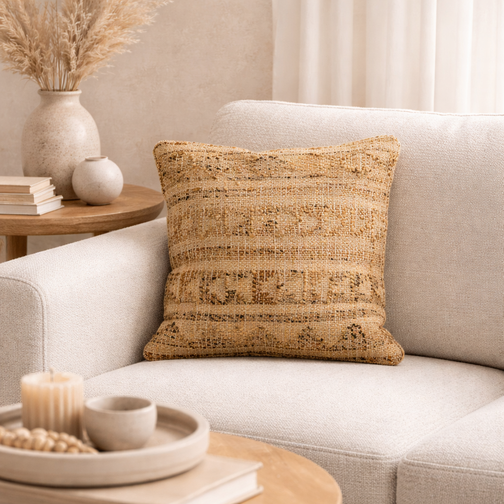 Natural Jute Woven Cushion with Filler 60 × 60 cm