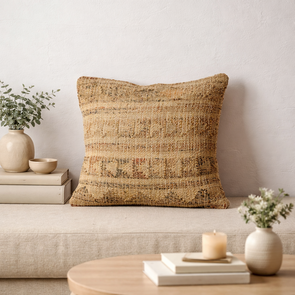 Natural Jute Woven Cushion with Filler 60 × 60 cm