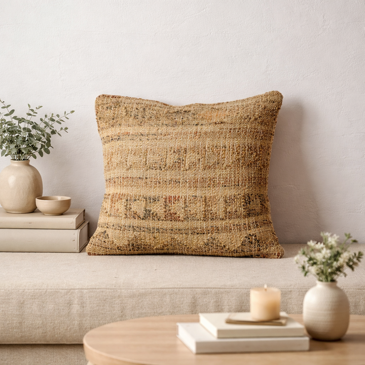 Natural Jute Woven Cushion with Filler 60 × 60 cm
