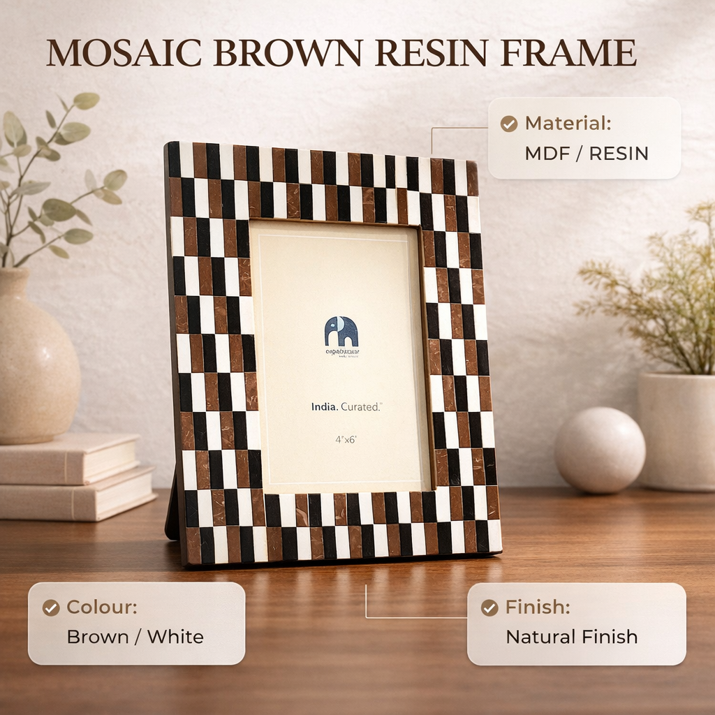 Brown Mosaic Resin Photo Frame