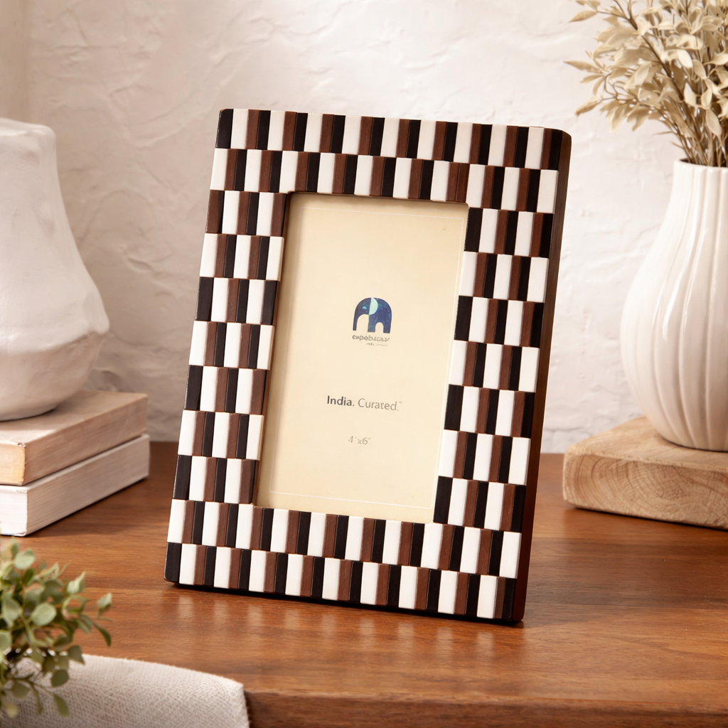 Brown Mosaic Resin Photo Frame
