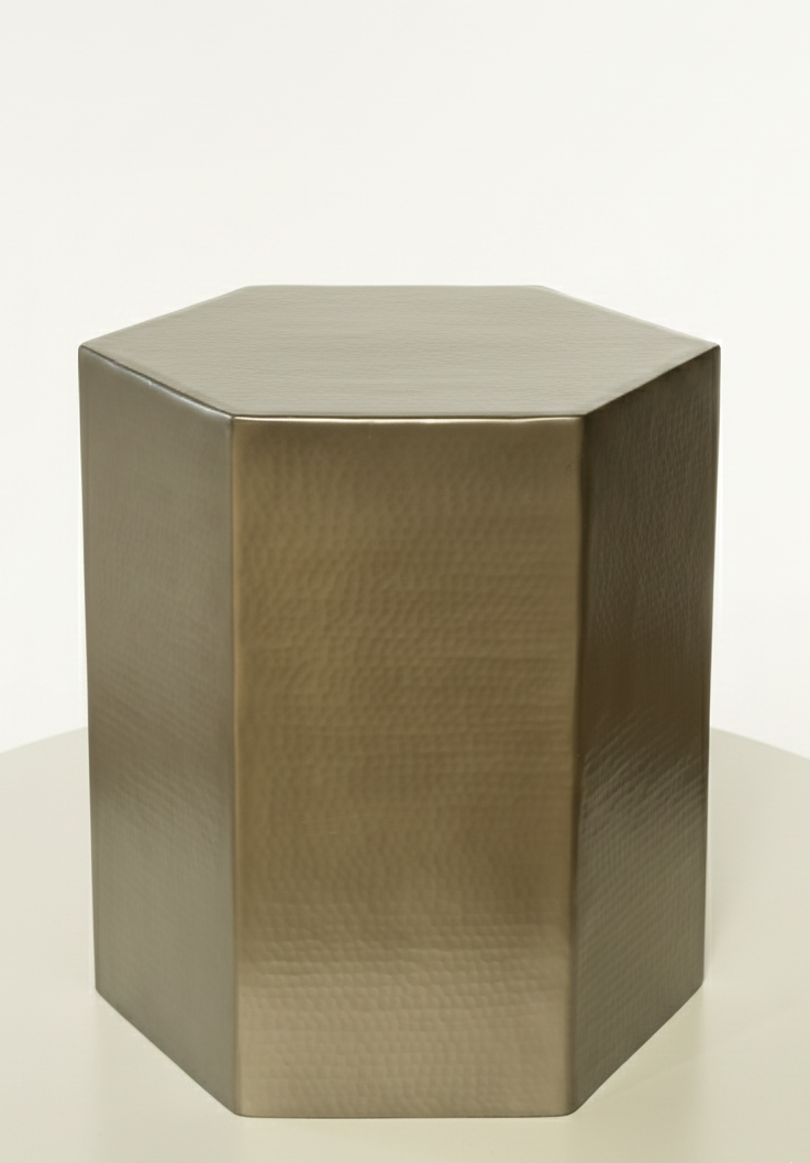 Hexagonal Side Table – Aluminium Sheet with Nickel Antique Finish