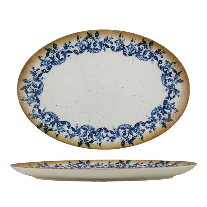 Cruise Amalfi Oval Porcelain Plate with Foot 32cm – Set of 6 | Mediterranean Serving Platter | Professional Hospitality Tableware
