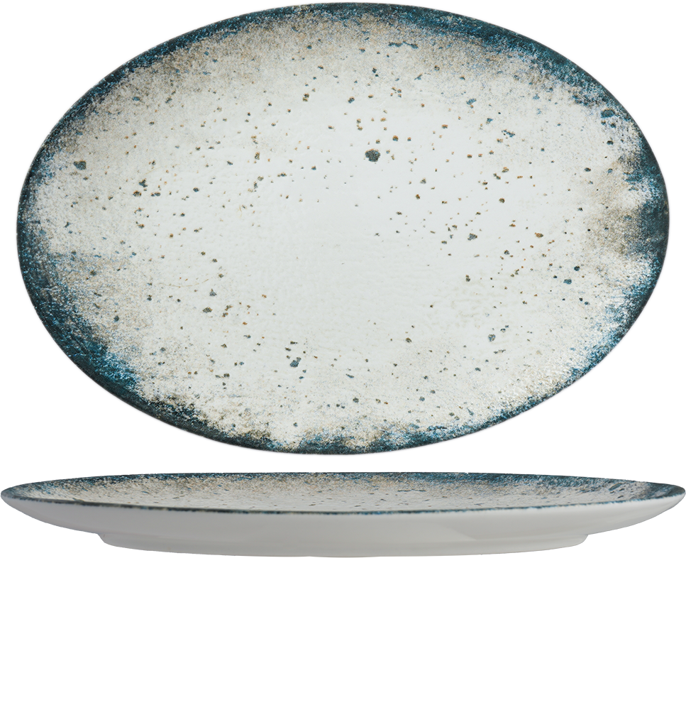 Set of 6 Verdant Oval Plate with Foot 32 cm – Fine Porcelain