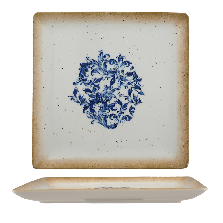 Cruise Amalfi Juliet Square Porcelain Platter with Foot 27cm – Set of 6 | Mediterranean Serving Platter | Professional Hospitality Tableware