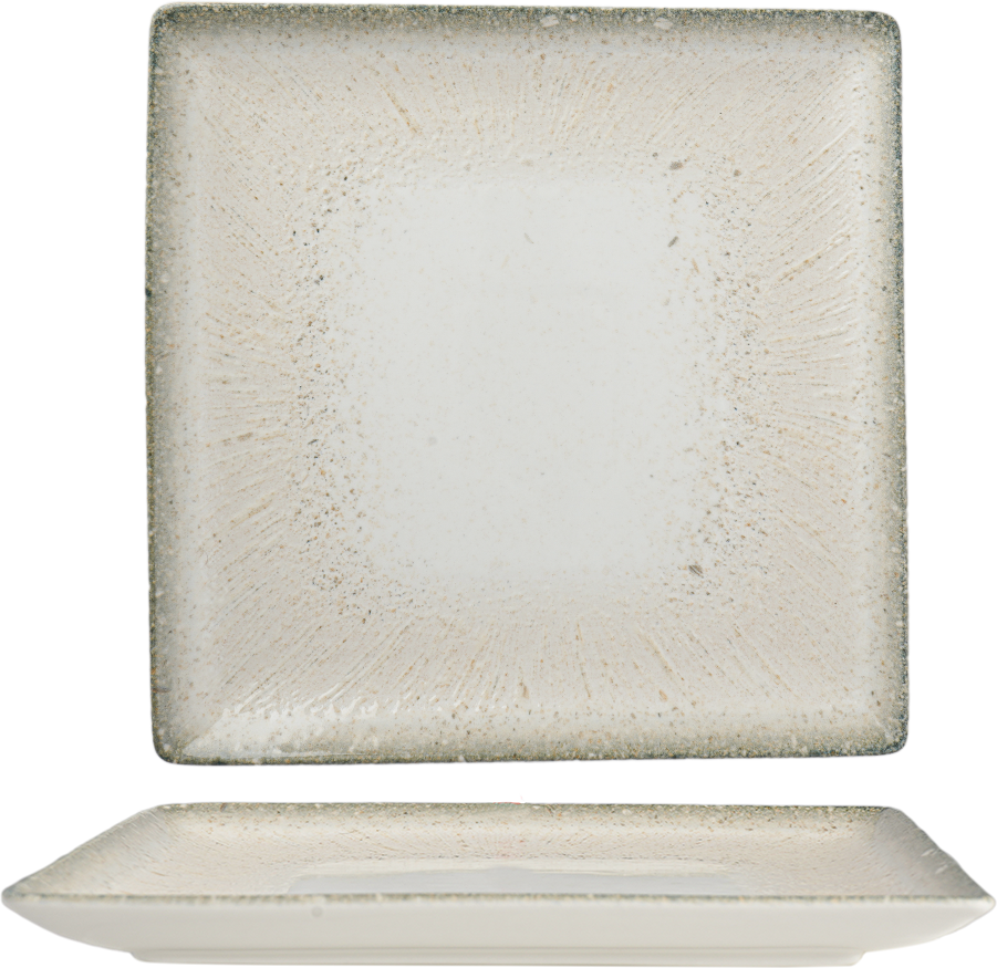 Ariane Iris Grey Square Platter with Foot 16X16CM – Set of 12 | Porcelain Tableware for Hotels & Restaurants