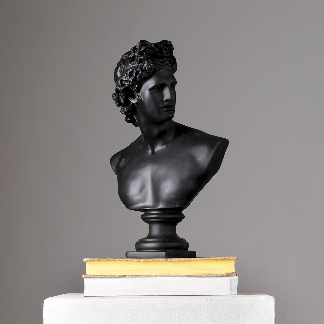 Black Neo-Classical Bust Sculpture in Matte Resin