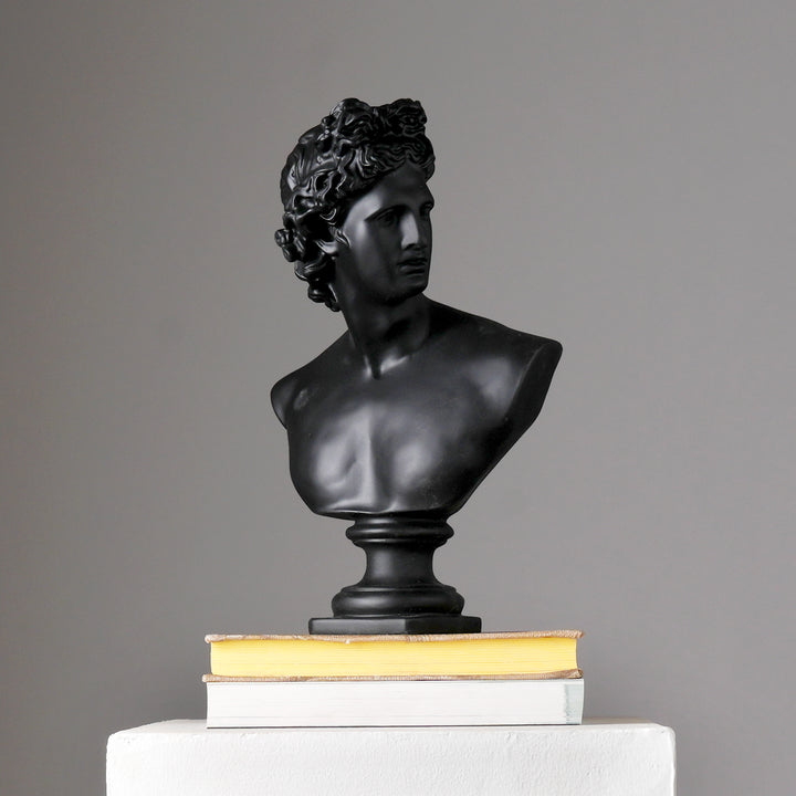 Black Neo-Classical Bust Sculpture in Matte Resin