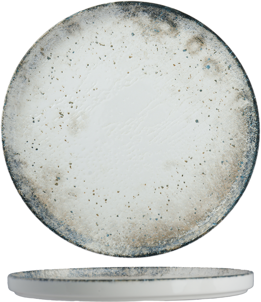 Purchase round ceramic plate with a textured, speckled glaze
