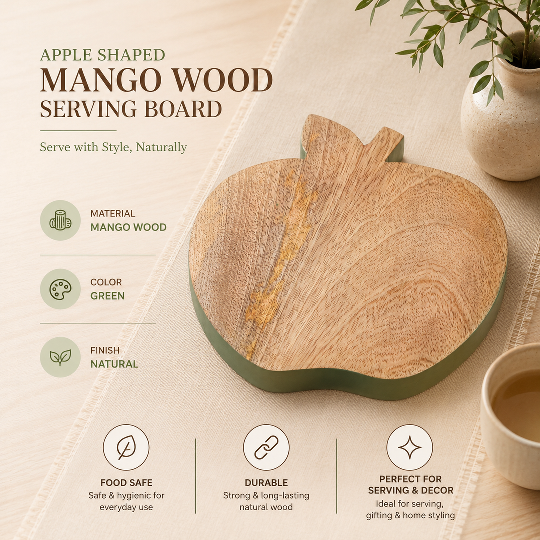 Apple Mango Wood Serving Board with Colour Edge Trim