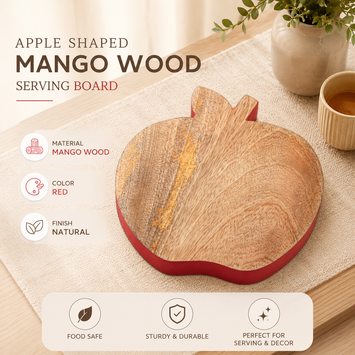 Apple Mango Wood Serving Board with Colour Edge Trim