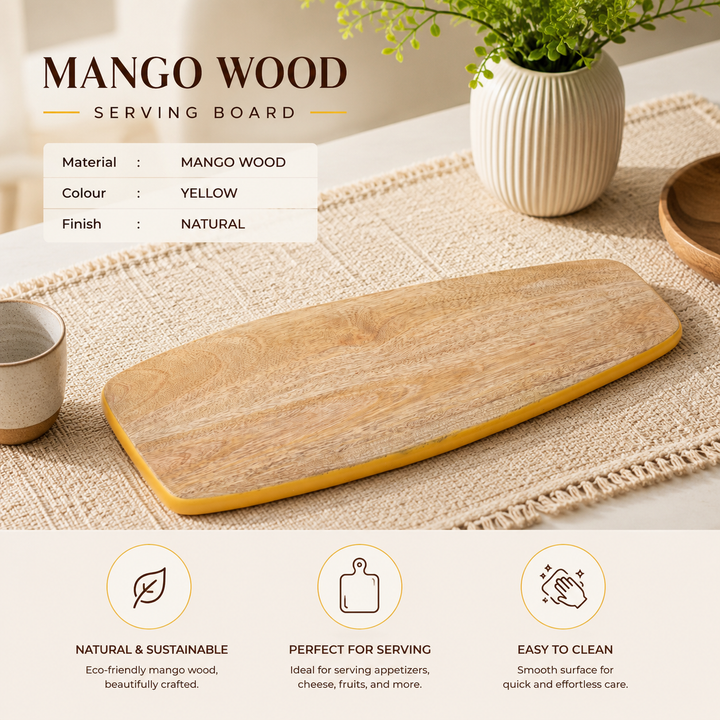 Yellow Edge Mango Wood Serving Board for Charcuterie