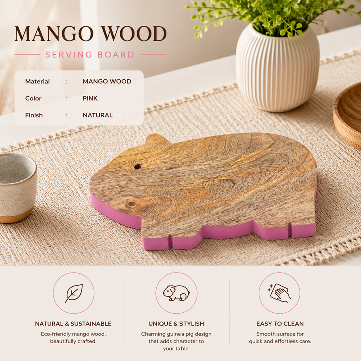 Guinea Pig Mango Wood Serving Board with Colour Edge