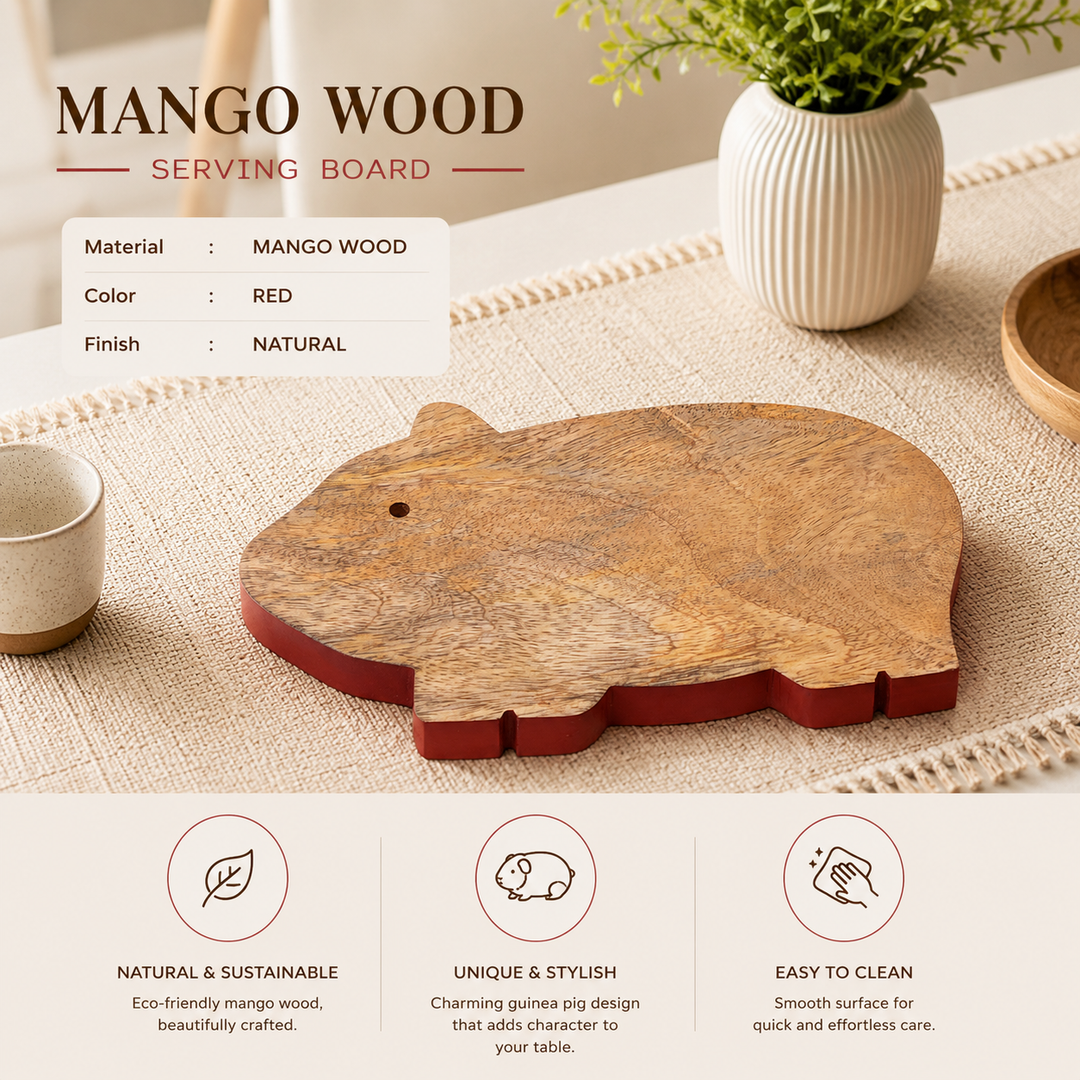 Guinea Pig Mango Wood Serving Board with Colour Edge