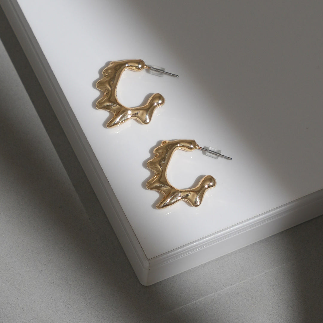 Wavy Gold Hoop Earrings