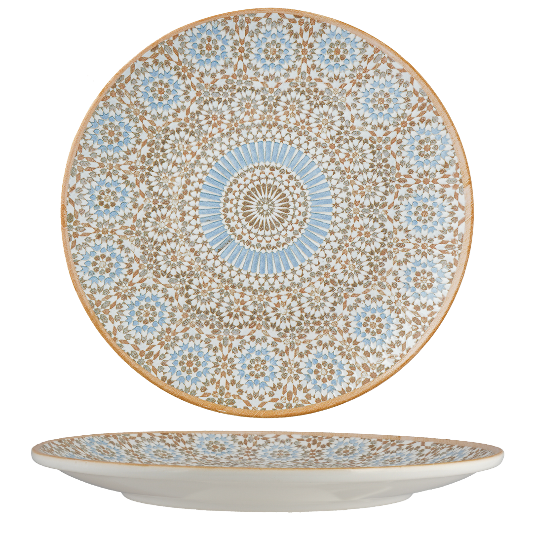 Cruise Tangier Round Rimless Porcelain Plate 27cm | Moroccan Pattern Dinner Plate | Professional Hospitality Tableware