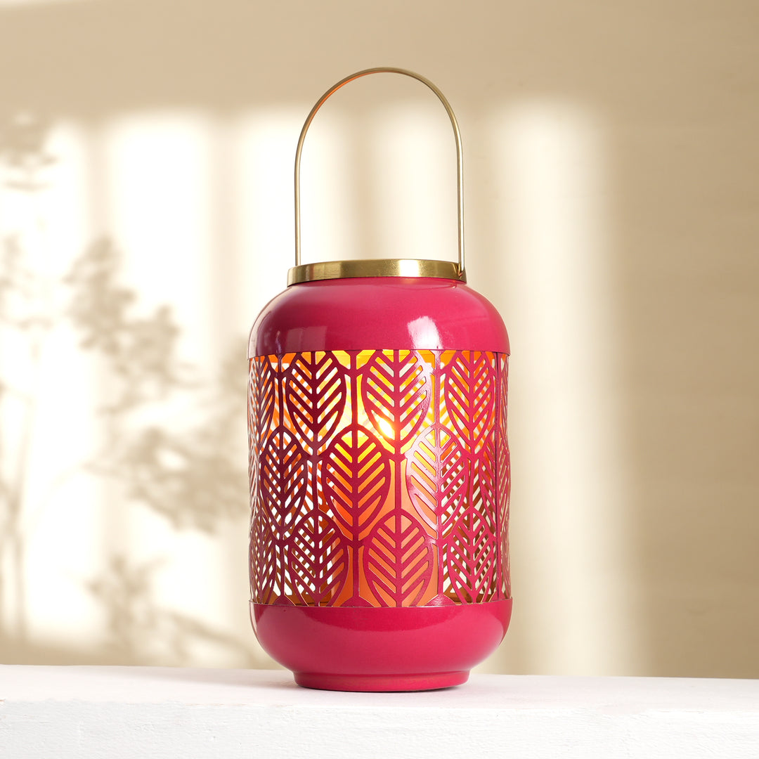 Round Metal Lantern with Scroll Cut-Outs – Decorative Candle Holder