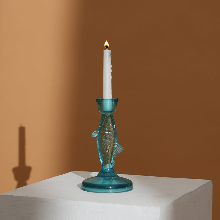Fish Candle Holder in Light Blue – Nautical Coastal Home Decor