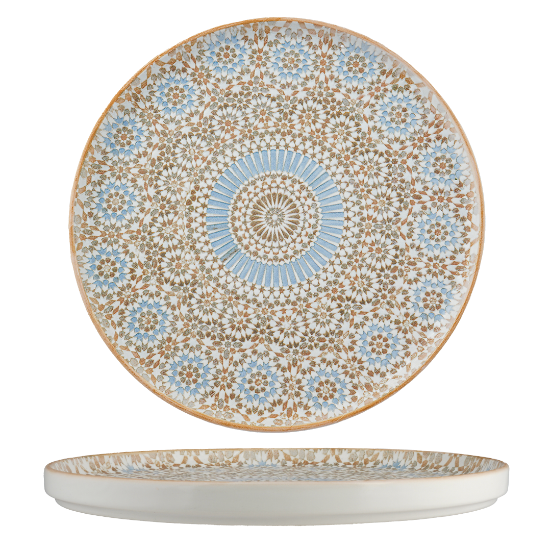 Short Rim Stackable Porcelain Plate | Moroccan Pattern Dinner Plate | Professional Hospitality Tableware
