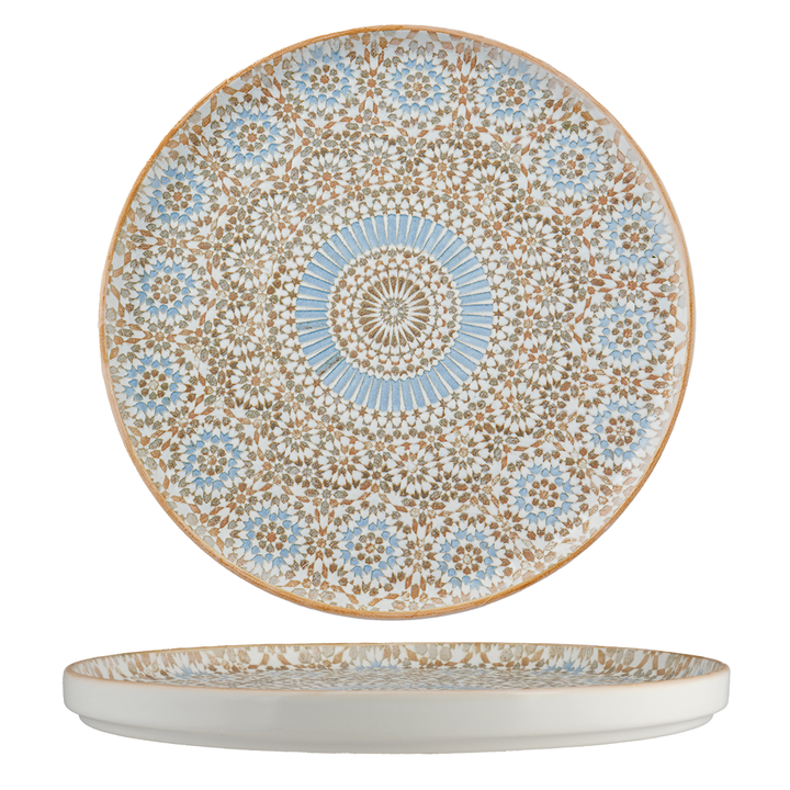 Short Rim Stackable Porcelain Plate | Moroccan Pattern Dinner Plate | Professional Hospitality Tableware