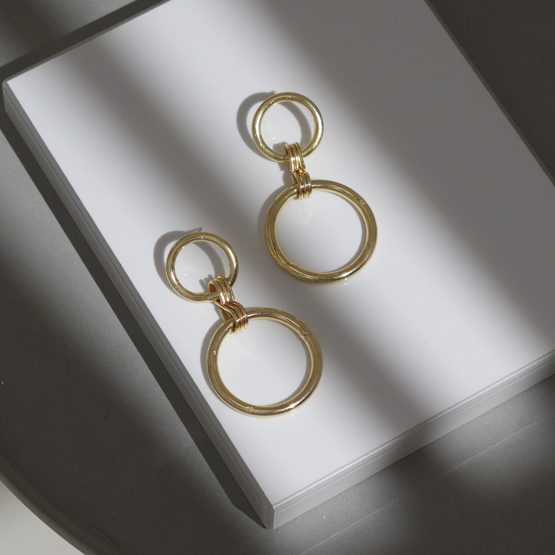 Gold Plated Dangle Hoops