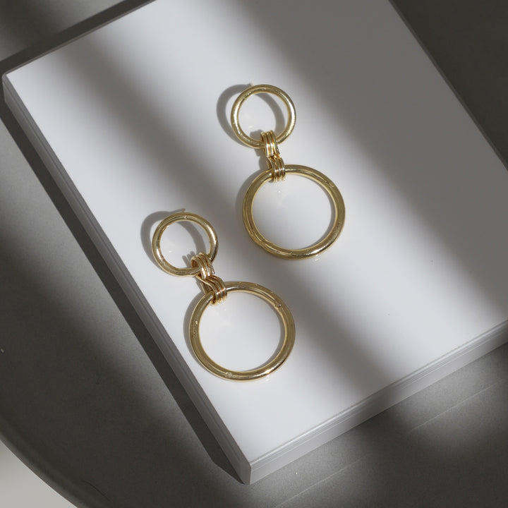 Gold Plated Dangle Hoops