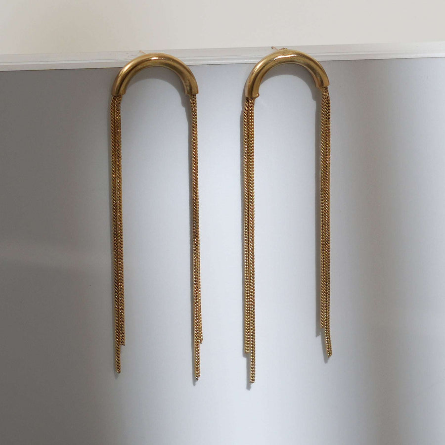 Gold Chain Tassel Earrings
