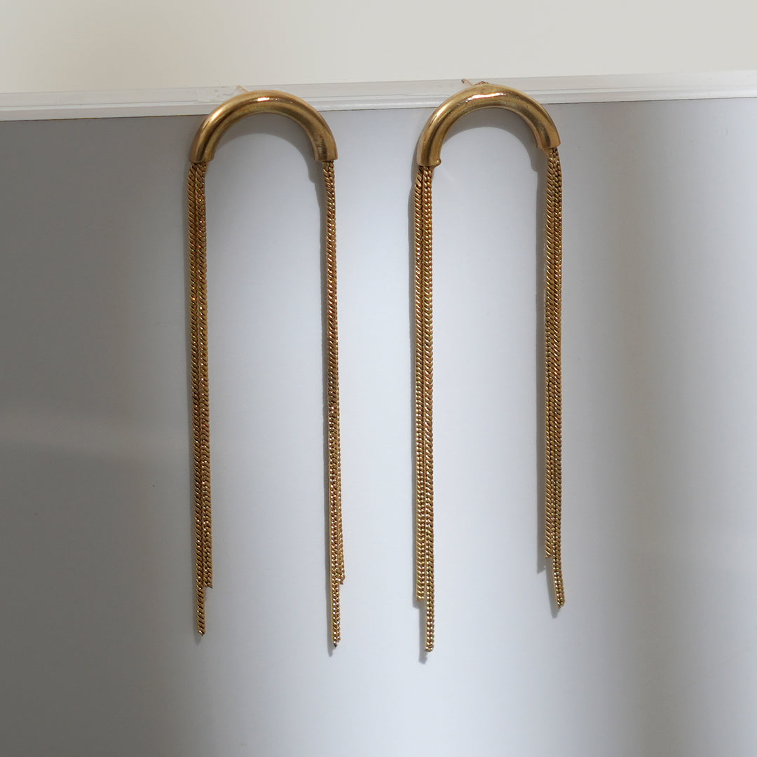 Gold Chain Tassel Earrings