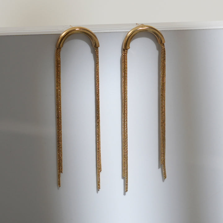 Gold Chain Tassel Earrings